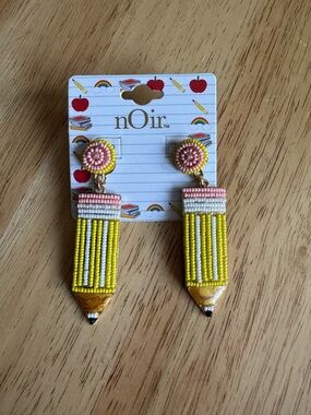 nOir Jewelry Pink & Yellow Pencil Beaded Drop Earrings for teachers/women